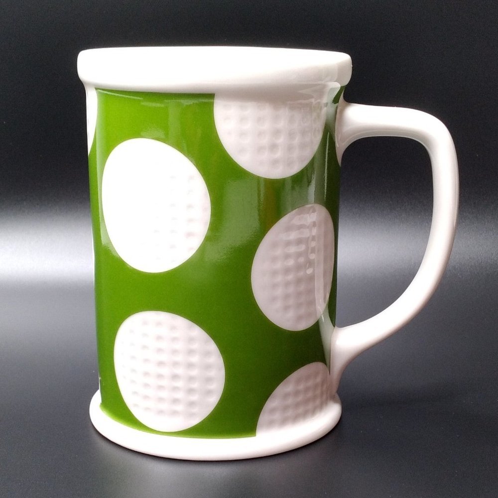 Starbucks Golf Ball Green White Dimpled 16 oz Large Coffee Mug